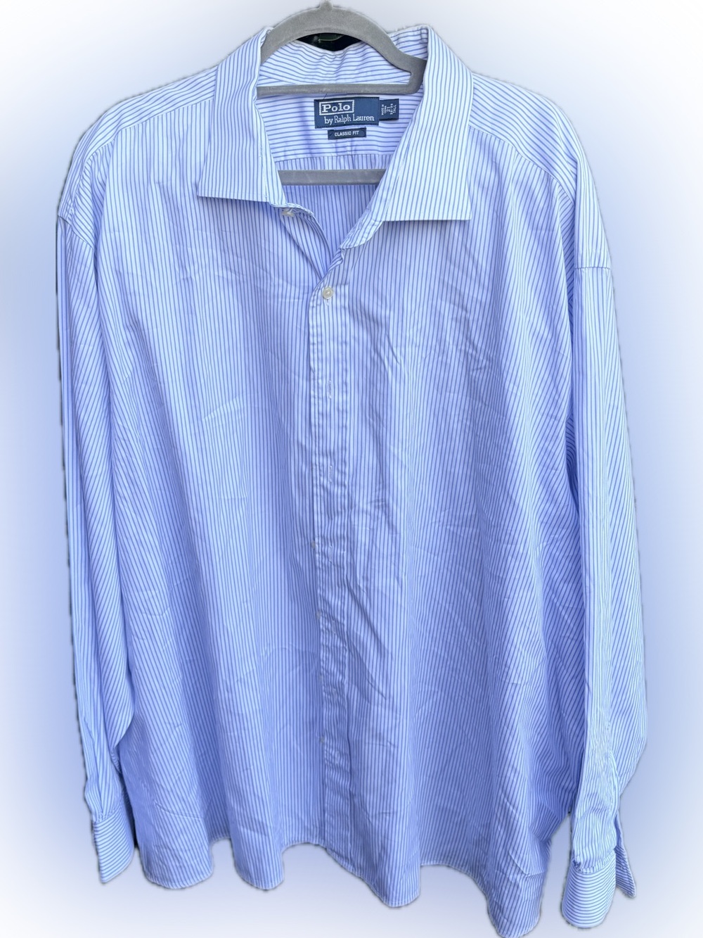 Polo by Ralph Lauren Light Blue and White Pinstripe Dress Shirt